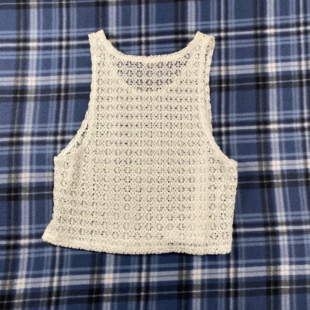 PINK Victoria's Secret White Crochet Lace Crop Top Tank XS RN54867 - Picture 7 of 7
